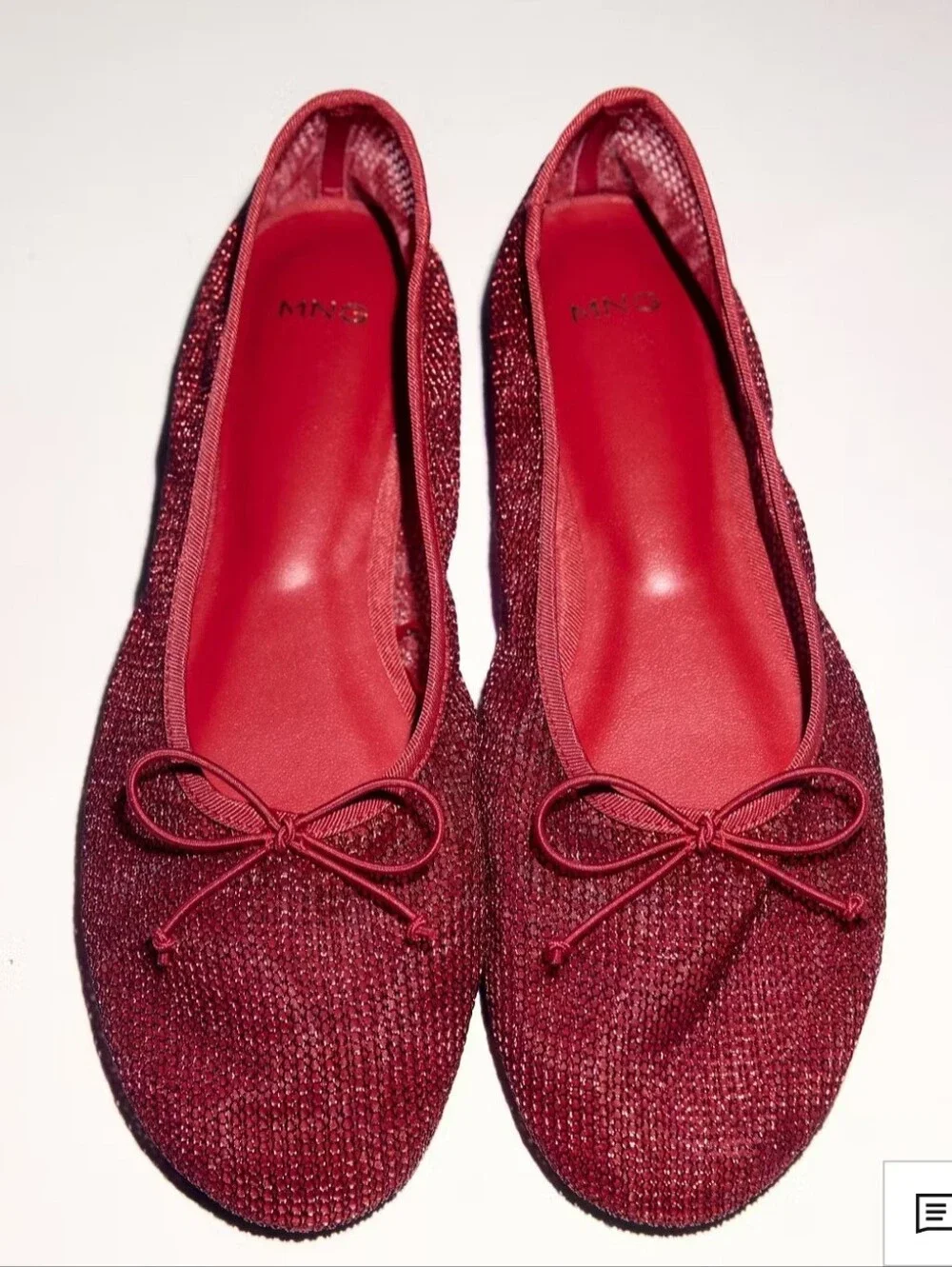 Mango Shoes To Women's Red Mesh Ballet Flats - Lightweight Slip-On